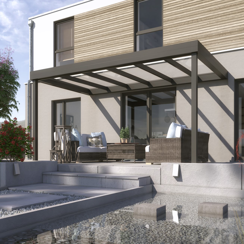 Terrassetak med glass Cube lite