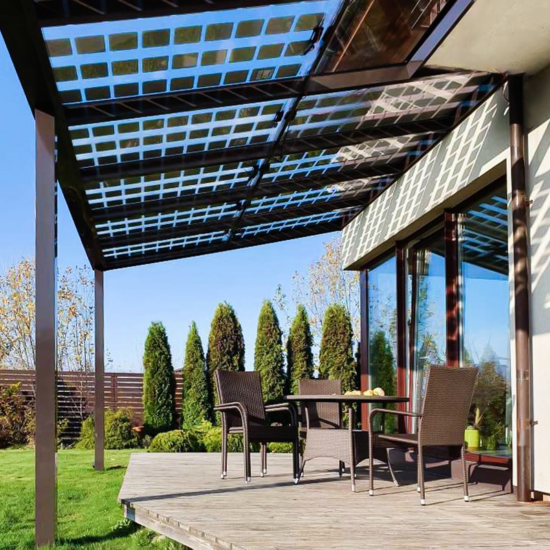 solcellepanel på terrassetak carport veranda eller drivhus