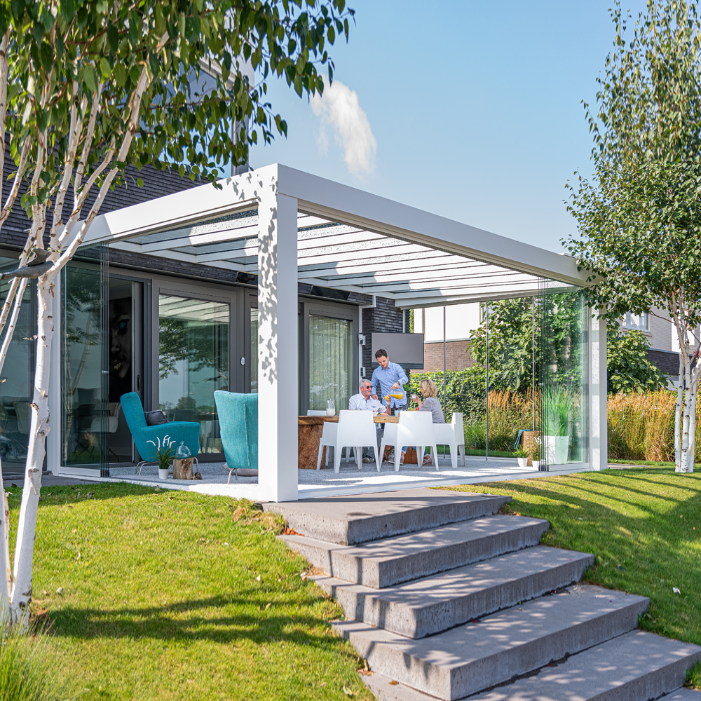 Terrassetak Cube med glass